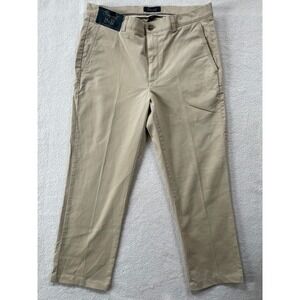 Roundtree & Yorke Casuals Mens 34x32 Khaki Straight Fit Stretch Chino Pants Tan